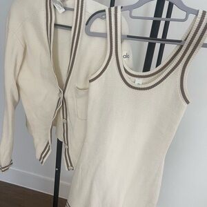 Alo White and Brown Tank Dress & Cardigan (selling as set)